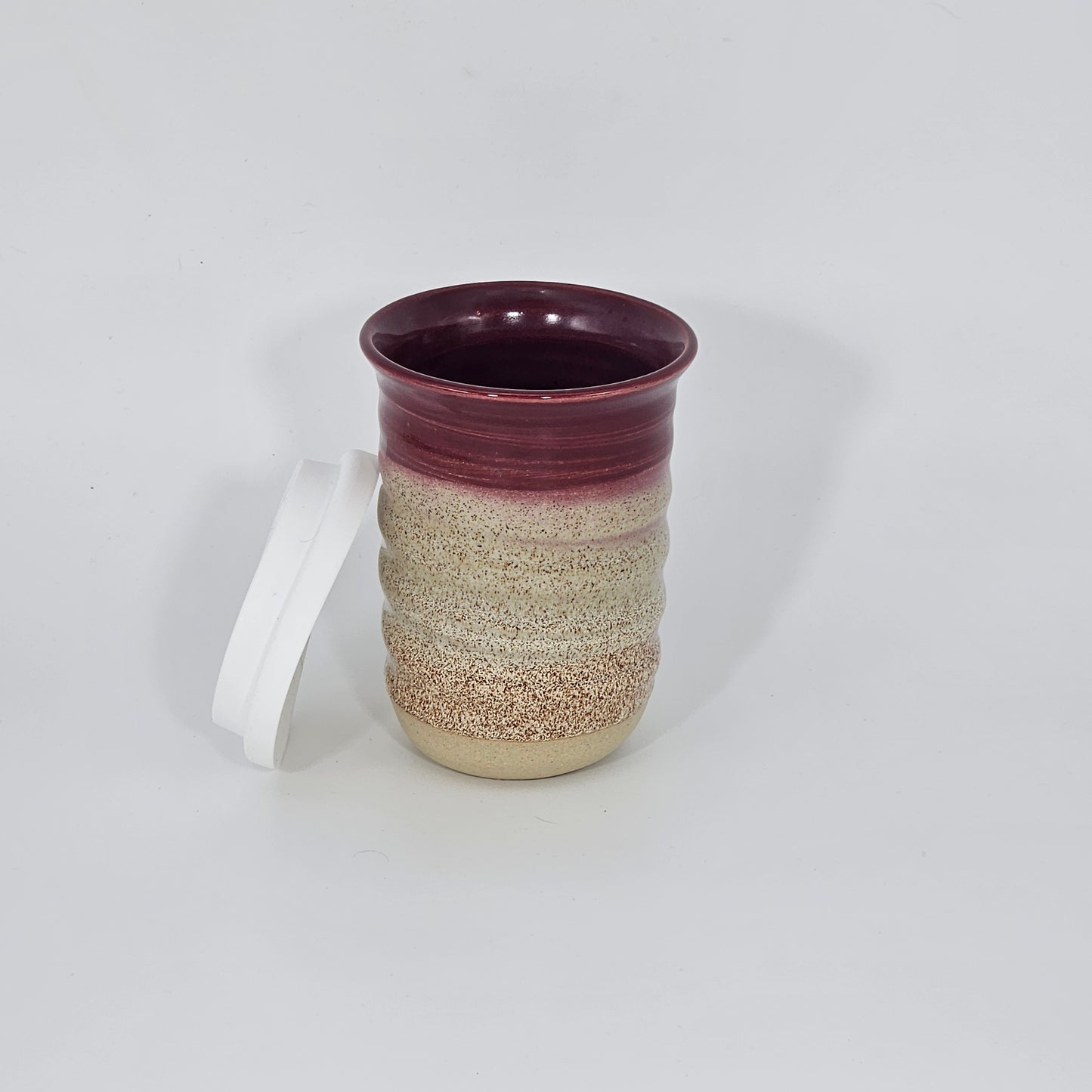 Tasse de voyage avec couvercle (12 oz) - Vin rouge/Flocons