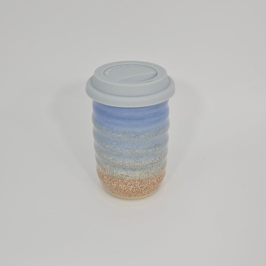 Travel Tumbler with Silicone Lid (12 oz) - Titanic Wave/Snowflecks