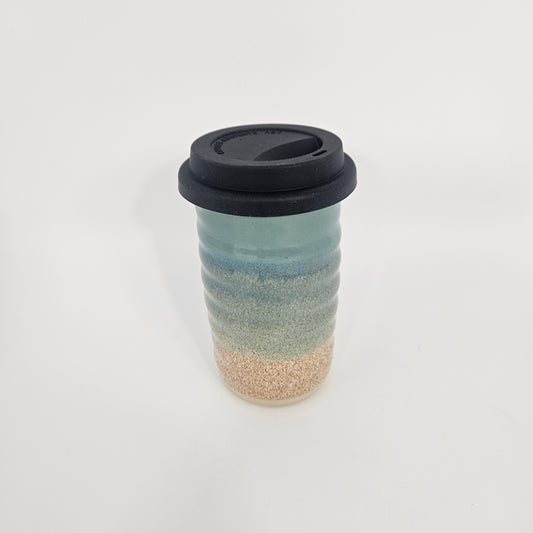 Travel Tumbler with Silicone Lid (12 oz) - Cobaltic Sea/Snowflecks