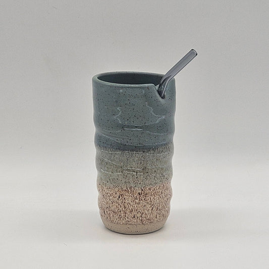 Cup with Straw (16oz) - Cobaltic Sea/Snowflecks