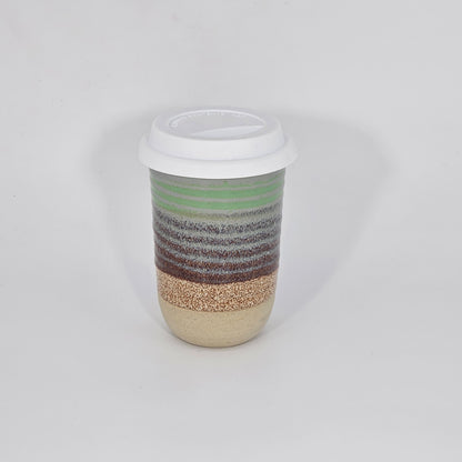 Travel Tumbler with Silicone Lid (12 oz) - Pumpernickel/Snowflecks