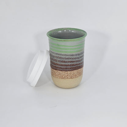 Travel Tumbler with Silicone Lid (12 oz) - Pumpernickel/Snowflecks