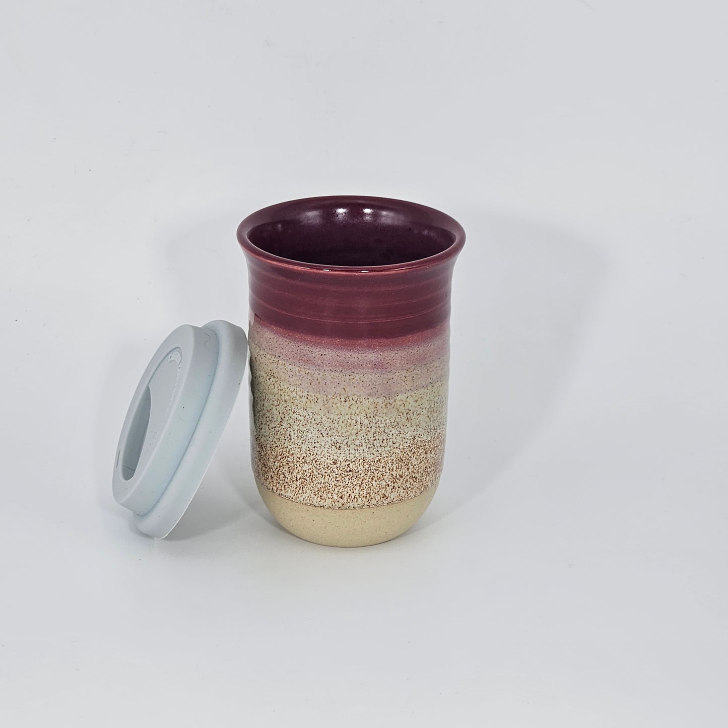 Travel Tumbler with Silicone Lid (12 oz) - Red Wine/Snowflecks