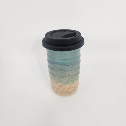 Tasse de voyage avec couvercle (12 oz) - Mer de cobalt/Flocons