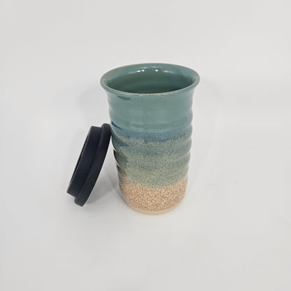 Tasse de voyage avec couvercle (12 oz) - Mer de cobalt/Flocons