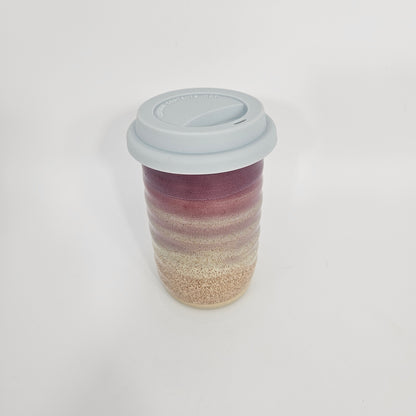 Travel Tumbler with Silicone Lid (12 oz) - Red Wine/Snowflecks