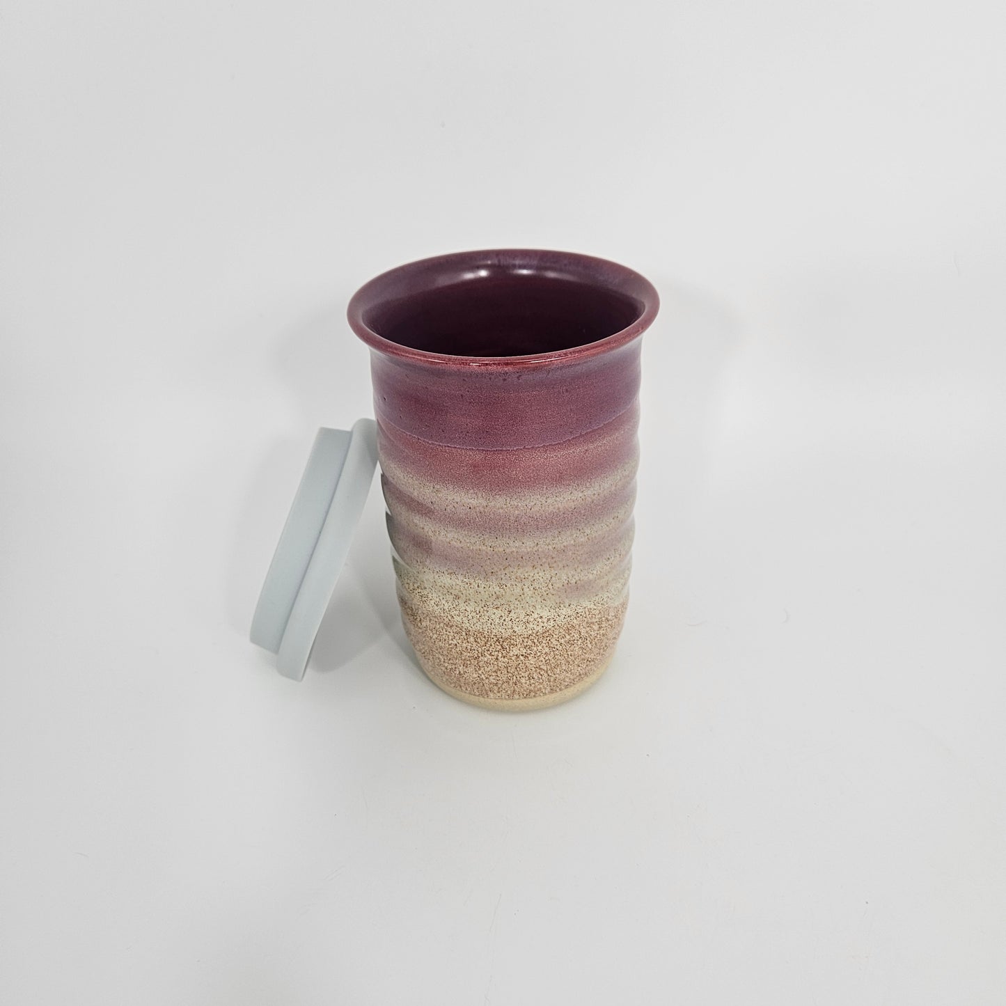 Travel Tumbler with Silicone Lid (12 oz) - Red Wine/Snowflecks